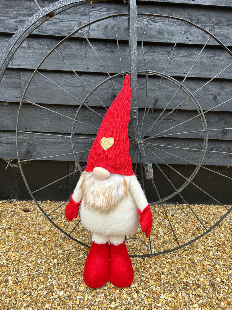 Festive Mr & Mrs Gonk Plush Standing Extendable Legs Xmas Gift Decorations Cream