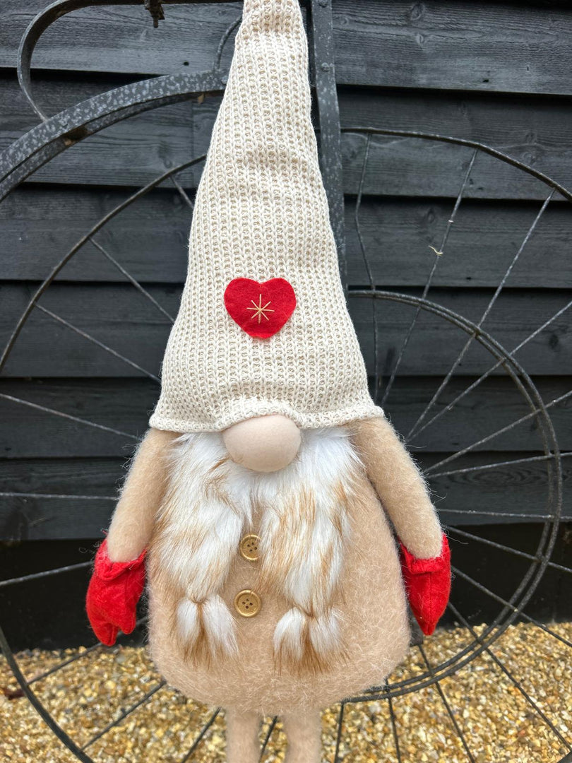 Festive Mr & Mrs Gonk Plush Standing Extendable Legs Xmas Gift Decorations Cream