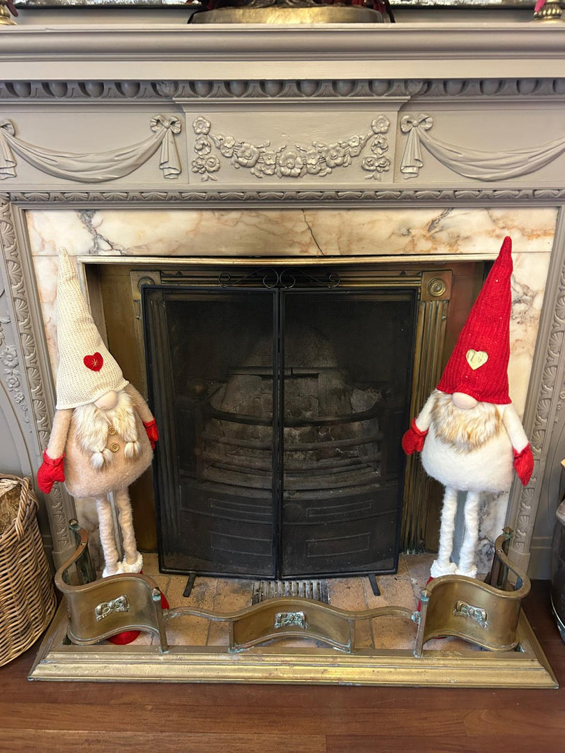 Festive Mr & Mrs Gonk Plush Standing Extendable Legs Xmas Gift Decorations Cream