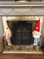 Festive Mr & Mrs Gonk Plush Standing Extendable Legs Xmas Gift Decorations Cream