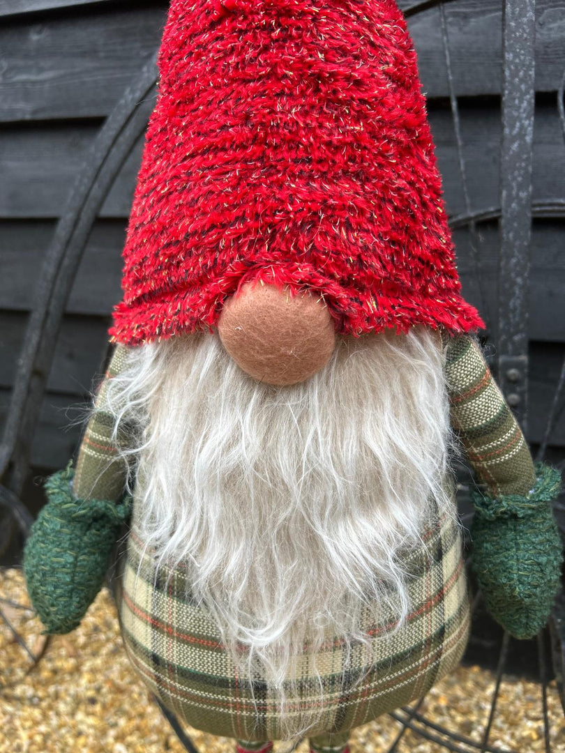 Festive Sparkly Red & Green Gonk Plush Standing Extendable Legs Xmas Decorations