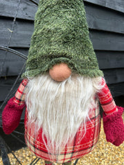 Festive Sparkly Red & Green Gonk Plush Standing Extendable Legs Xmas Decorations