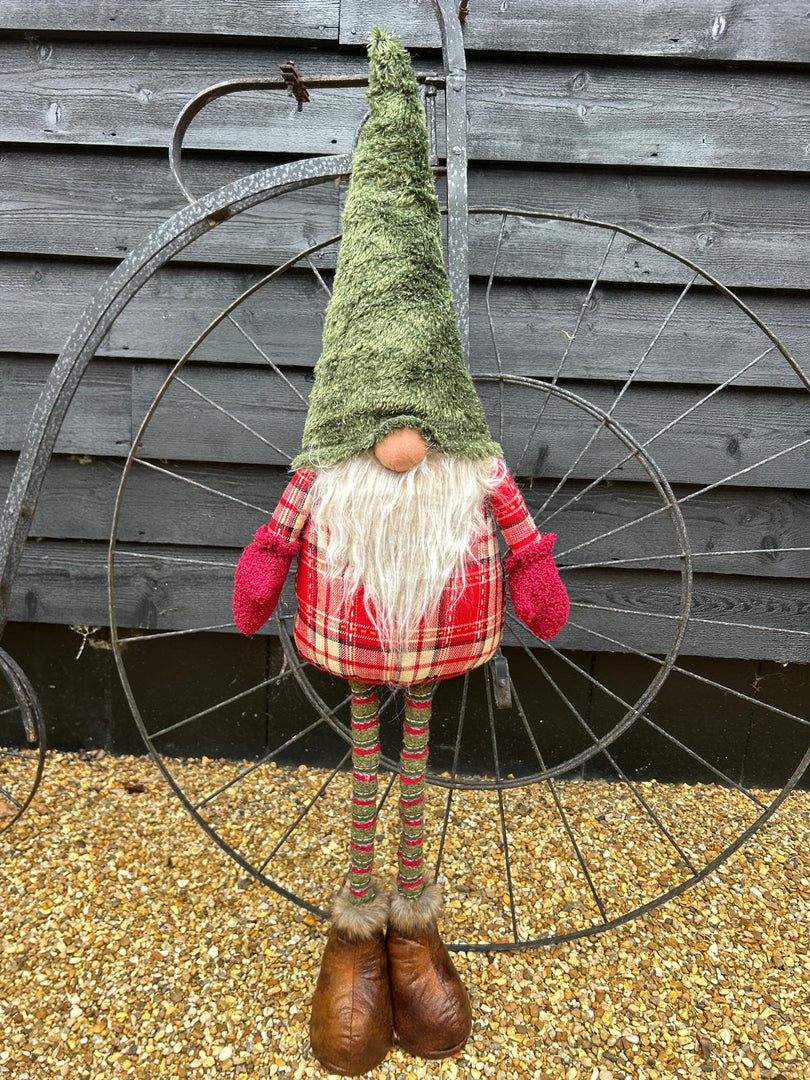 Festive Sparkly Red & Green Gonk Plush Standing Extendable Legs Xmas Decorations