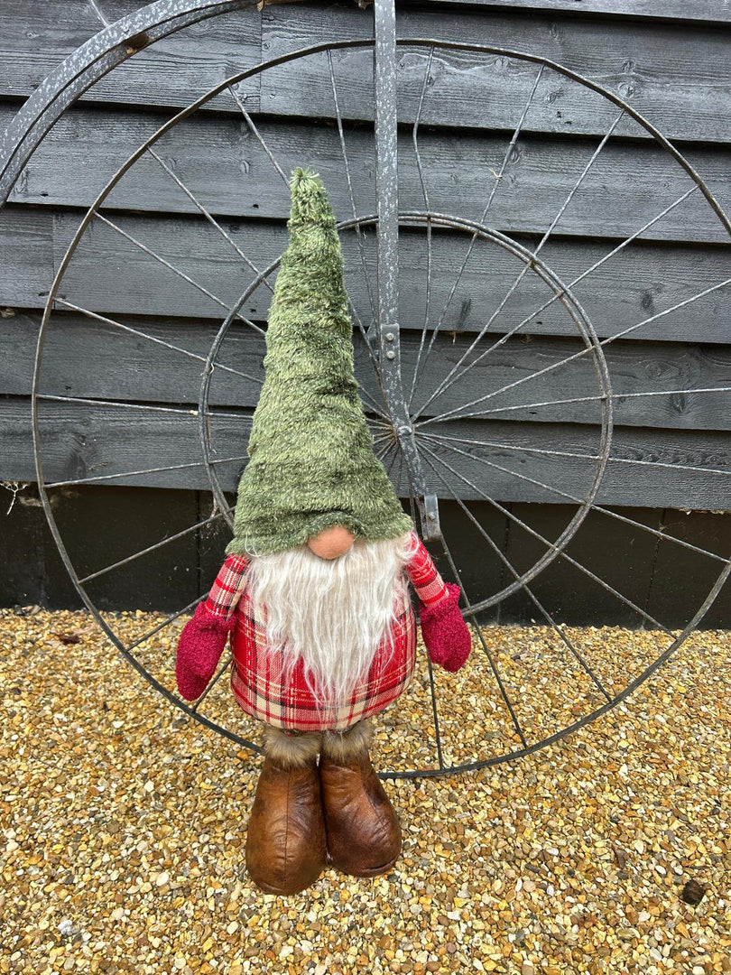 Festive Sparkly Red & Green Gonk Plush Standing Extendable Legs Xmas Decorations