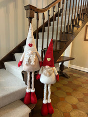 Festive Mr & Mrs Gonk Plush Standing Extendable Legs Xmas Gift Decorations Cream