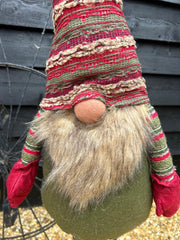 Festive Striped Red & Green Gonk Plush Standing Extendable Legs Xmas Decorations