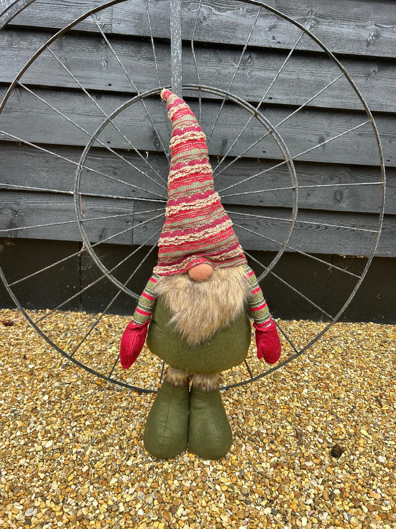 Festive Striped Red & Green Gonk Plush Standing Extendable Legs Xmas Decorations