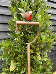 Garden Fork With Robin Stake British Bird Metal Rustic Gift Brown Decoration