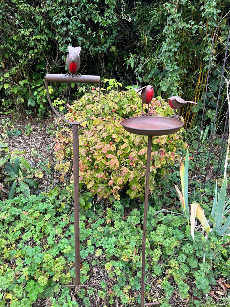 Garden Fork With Robin Stake British Bird Metal Rustic Gift Brown Decoration