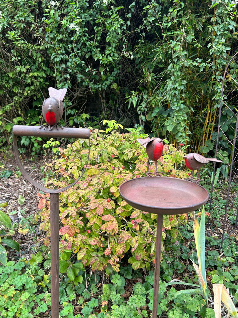 Garden Fork With Robin Stake British Bird Metal Rustic Gift Brown Decoration