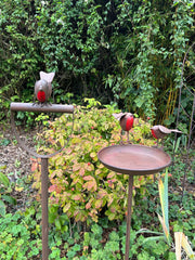 Garden Fork With Robin Stake British Bird Metal Rustic Gift Brown Decoration