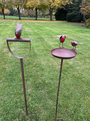 Garden Fork With Robin Stake British Bird Metal Rustic Gift Brown Decoration