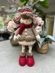Festive Mr & Mrs Snowman Plush Standing Extendable Legs Xmas Gift Decorations
