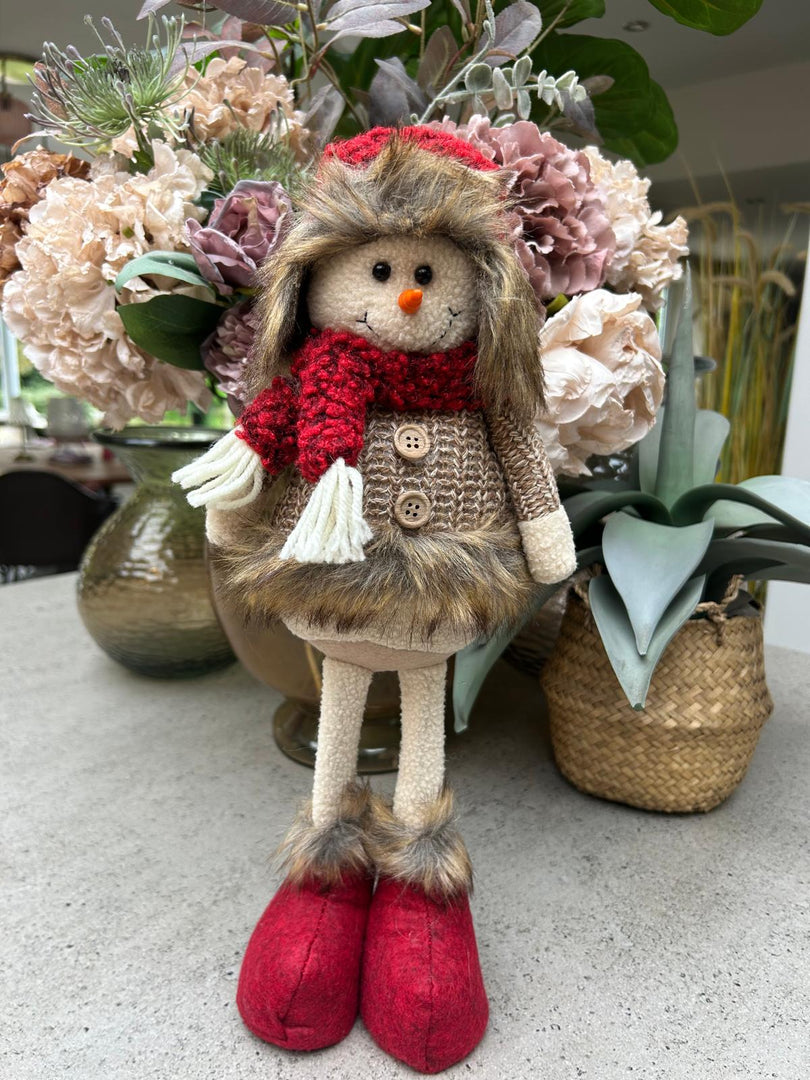 Festive Mr & Mrs Snowman Plush Standing Ornaments Xmas Gift Winter Decorations