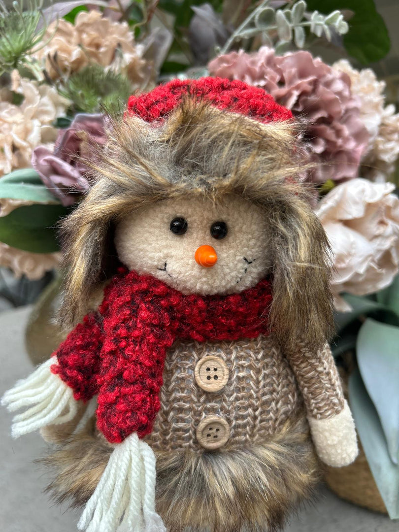 Festive Mr & Mrs Snowman Plush Standing Ornaments Xmas Gift Winter Decorations