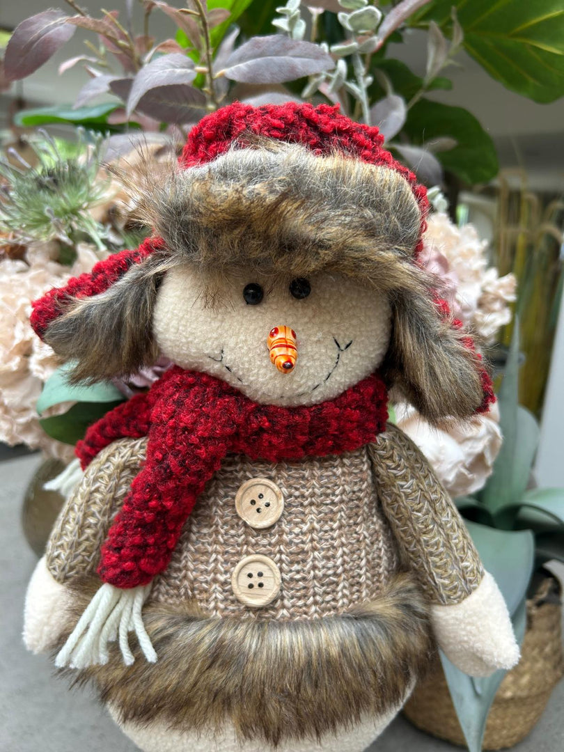 Festive Mr & Mrs Snowman Plush Standing Extendable Legs Xmas Gift Decorations