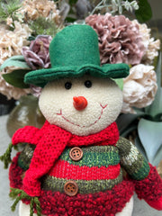 Festive Mr & Mrs Snowman Plush Standing Extendable Legs Xmas Gift Decorations