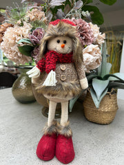 Festive Mr & Mrs Snowman Plush Standing Ornaments Xmas Gift Winter Decorations