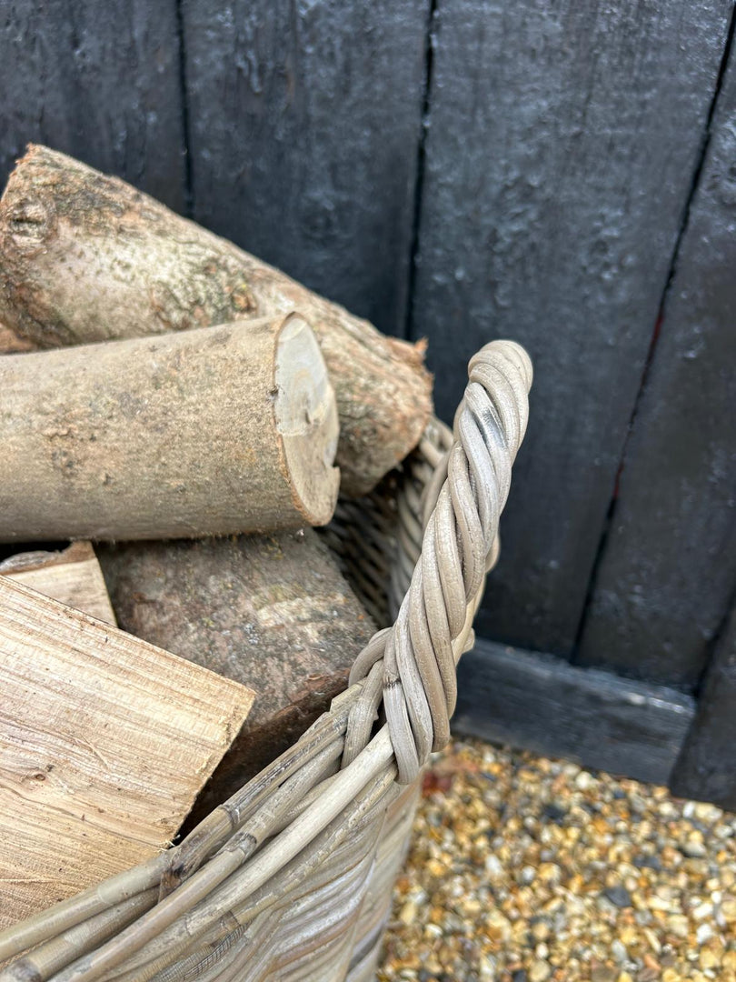 Round Kubu Wicker Rattan Laundry Log Storage Kindling Basket NO Liner Tapered