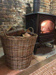 Round Kubu Wicker Rattan Laundry Log Storage Kindling Basket NO Liner Tapered