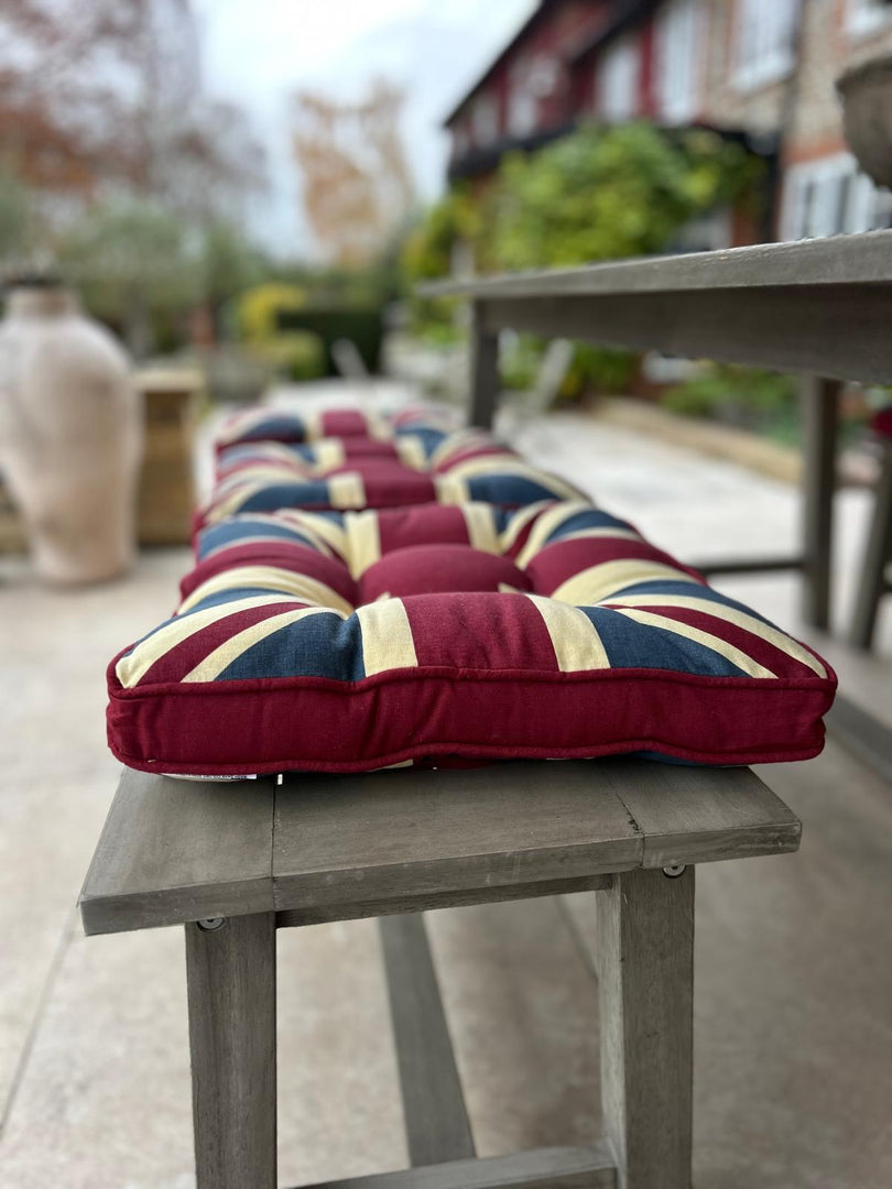 Union Jack UK Box Cushion Seat Pad Kitchen Garden Single Set of 2, 4 or 6 40cm
