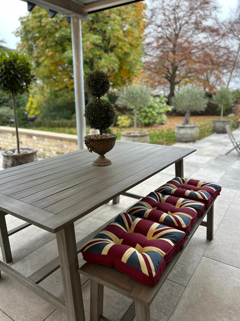 Union Jack UK Box Cushion Seat Pad Kitchen Garden Single Set of 2, 4 or 6 40cm