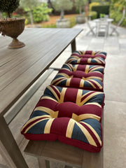 Union Jack UK Box Cushion Seat Pad Kitchen Garden Single Set of 2, 4 or 6 40cm