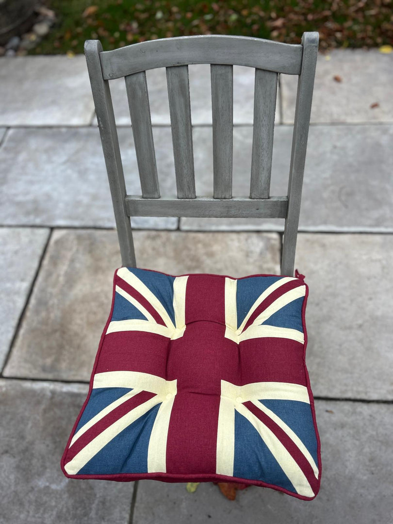 Union Jack UK Box Cushion Seat Pad Kitchen Garden Single Set of 2, 4 or 6 40cm