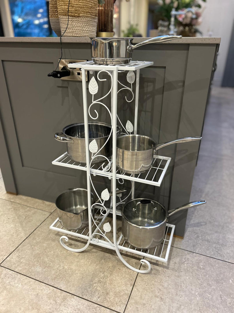 3 Tier White Metal Shelf Decorative Shelves Freestanding Unit Plant Display