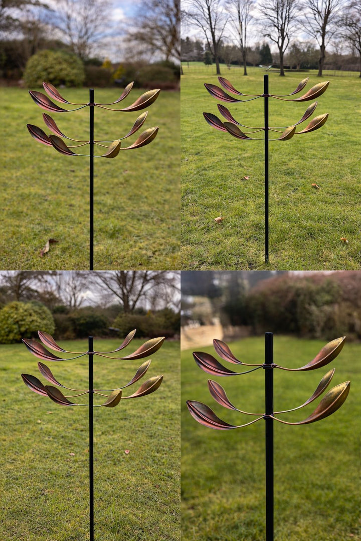 Leaf 2 Tier Spinner Garden Decor Decorative Giftwear Spinning Stake