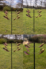Leaf 2 Tier Spinner Garden Decor Decorative Giftwear Spinning Stake