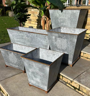 Medium Zinc Square Planter Garden Flowers Trees Plants Pot