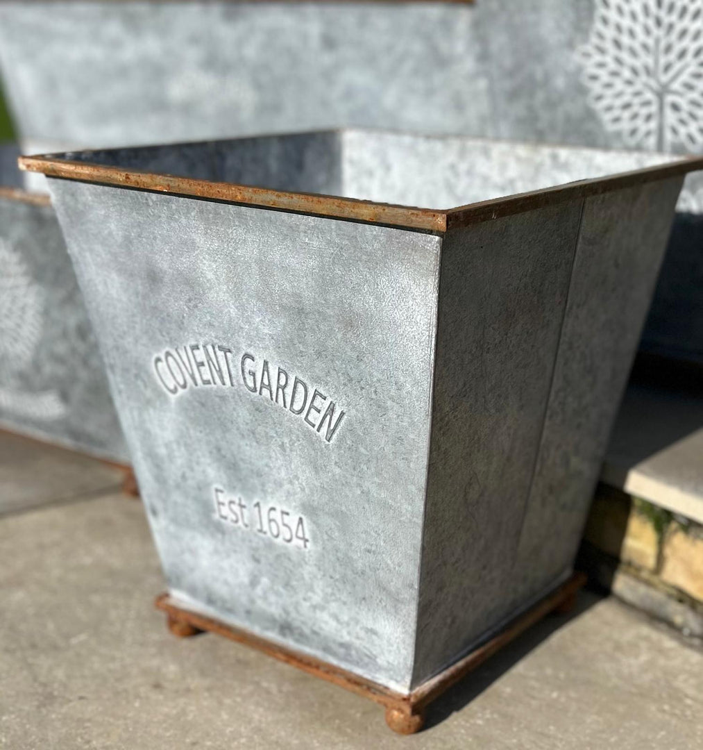 Medium Zinc Square Planter Garden Flowers Trees Plants Pot