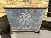 50cm Zinc Trough Planter Garden Flowers Trees Embossed Galvanised Effect