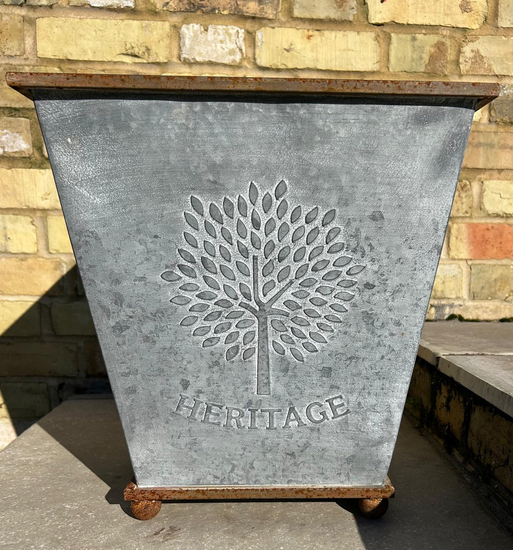 Medium Zinc Square Planter Garden Flowers Trees Plants Pot