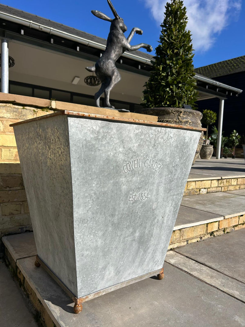 Large Zinc Square Planter Garden Flowers Trees Plants Pot