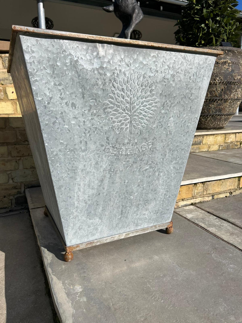 Large Zinc Square Planter Garden Flowers Trees Plants Pot