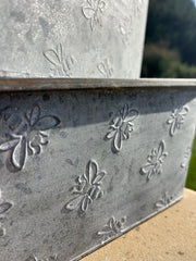 Set Of 2 Bee Zinc Rectangular Garden Planters Plant Herb Pot Embossed