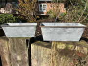 Set Of 2 Bee Zinc Rectangular Garden Planters Plant Herb Pot Embossed