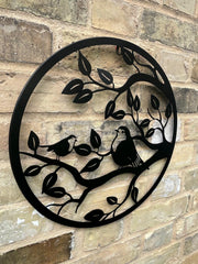 40cm Wall Art Black Robins Robin Bird Nature Garden Home Gift