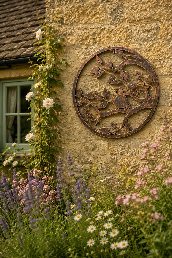 40cm Wall Art Bronze Robins Robin Nature Bird Garden Home Gift