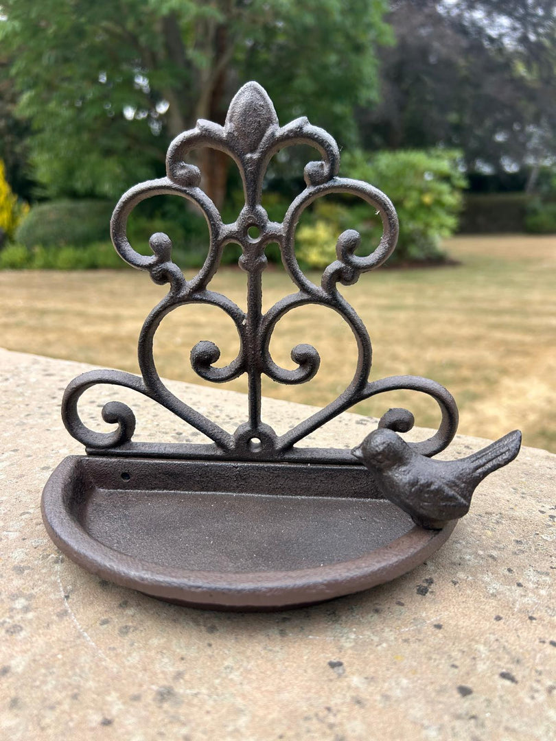 Cast Iron Wall Mounted Bird Feeder Dish Decorative Seeds Nuts Birds Gift