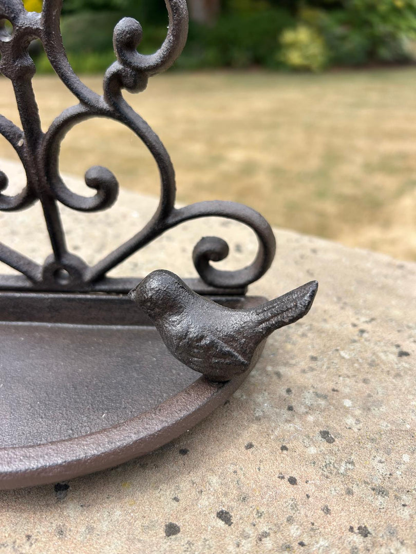 Cast Iron Wall Mounted Bird Feeder Dish Decorative Seeds Nuts Birds Gift