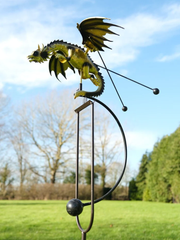 Rocking Balancing Golden Dragon Garden Ornament Decoration Flying Rocker Stake
