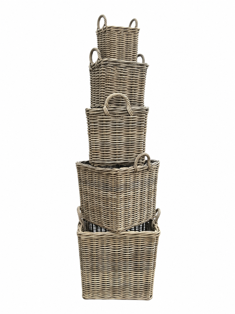 Square Kubu Wicker Rattan Log Storage Handmade Basket