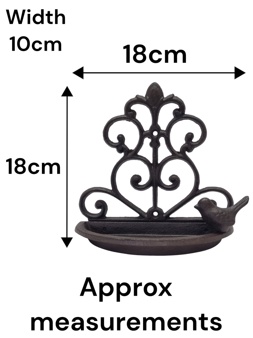 Cast Iron Wall Mounted Bird Feeder Dish Decorative Seeds Nuts Birds Gift