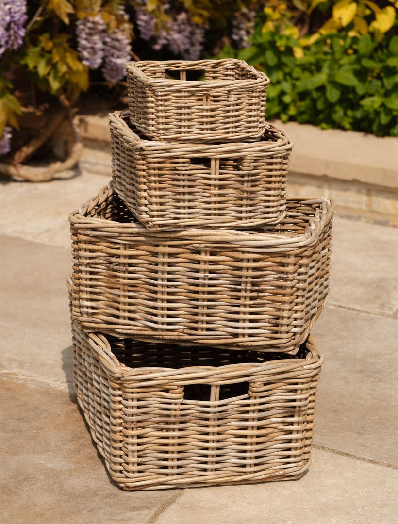 Rectangular Deep Storage System Kubu Wicker Handmade Basket Rectangular Deep Storage Home Logs Various ...
