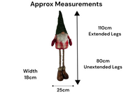 Festive Sparkly Red & Green Gonk Plush Standing Extendable Legs Xmas Decorations