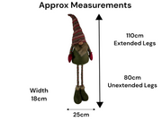 Festive Striped Red & Green Gonk Plush Standing Extendable Legs Xmas Decorations