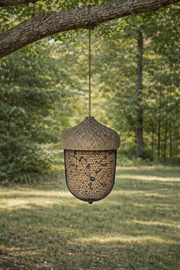 Hanging Acorn Bird Nut Seed Feeder Birds Wildlife Garden Tree Metal Decor Gift